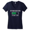 low battery introvert pun humor Women's V-Neck T-Shirt