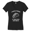 fitness fit taco in my mouth funny food eating healthy exercise gym Women's V-Neck T-Shirt