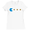 funny 80s pacman cookie monster retro gaming Ladies Fitted T-Shirt