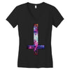 inverted galaxy cross funny  religion banter space fashion new Women's V-Neck T-Shirt