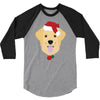 golden retriever dog with red santa's hat 3/4 Sleeve Shirt