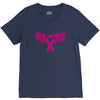 breast cancer ribbon with wing V-Neck Tee