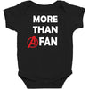 avengers more than a fan white logo Baby Bodysuit