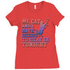 my cat and i stay in tonight Ladies Fitted T-Shirt