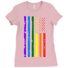 rainbow american flag Ladies Fitted T-Shirt