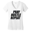 pray hustle repeat Women's V-Neck T-Shirt