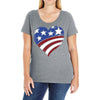 disstressed america flag heart Ladies Curvy T-Shirt
