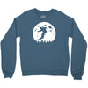 skiier moon moonlight silhouett Crewneck Sweatshirt