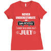never underestimate an old man who was born in july Ladies Fitted T-Shirt