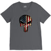 skull us flag V-Neck Tee