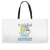 unicorns are born in january cute unicorn Weekender Totes