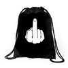 middle finger Drawstring Bags