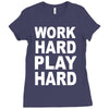 work out play hard funny Ladies Fitted T-Shirt
