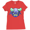 blue monster with horns Ladies Fitted T-Shirt