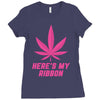 Support Breast Cancer Awareness With A Pink Cannabis Leaf Ladies Fitted T-Shirt