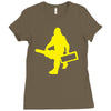 sasquatch guitar gear  funny bigfoot yeti comic monster retro Ladies Fitted T-Shirt