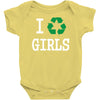 i recycle girls slogan text funny baseball jersey Baby Onesie