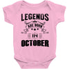 Legends Are Born In October Baby Onesie