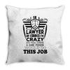 I am A Lawyer Of Course I am Crazy Do You Think A Sane Person  Would D Throw Pillow