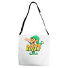 raised by elves elf christmas Adjustable Strap Totes