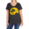 beach silhouette birds sand sunset Ladies Curvy T-Shirt