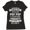 Super Cool Pop Pop Of A Freaking Awesome Granddaughter Ladies Fitted T-Shirt