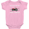 case ih red tractor boy comin' through Baby Bodysuit