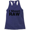 i shoot raw Racerback Tank