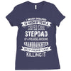 Super Cool Stepdad Of A Freaking Awesome Granddaughter Ladies Fitted T-Shirt