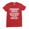 February Girls Are Sunshine Mixed With A Little Hurricane Ladies Fitted T-Shirt