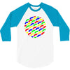 funny girly colorful patterns mustaches 3/4 Sleeve Shirt