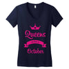 queens are born in october Women's V-Neck T-Shirt