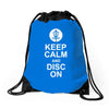 keep calm and disc golf on target frisbee basket Drawstring Bags
