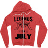 Legends Are Born In July Zipper Hoodie