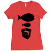 big fish little fish cardboard box   music t shirt Ladies Fitted T-Shirt