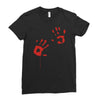 bloody hand print funny zombie kill undead blood horror killer Ladies Fitted T-Shirt