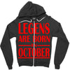 legends are born in october vintage Zipper Hoodie