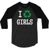 i recycle girls slogan text funny baseball jersey 3/4 Sleeve Shirt