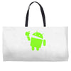 android eats apple Weekender Totes