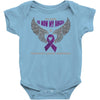 my hero is now my angel pancreatic cancer awareness Baby Bodysuit