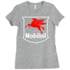 mobil oil vintage logo Ladies Fitted T-Shirt