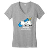 sad unicorn Women's V-Neck T-Shirt