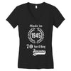made in 1945 70 years of being awesome Women's V-Neck T-Shirt