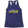 eat, sleep, pewpew, repeat Racerback Tank