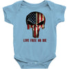 skull us flag live free or die Baby Onesie