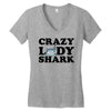crazy lady shark Women's V-Neck T-Shirt