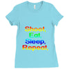 shoot eat sleep repeat gun Ladies Fitted T-Shirt