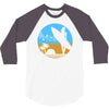 beach surfer silhouette birds sand waves palm 3/4 Sleeve Shirt