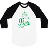 paris script eiffel tower french france 3/4 Sleeve Shirt