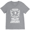 Never Underestimate Old Man Who Was Born January V-Neck Tee